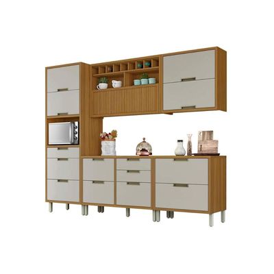 Cozinha Completa Imperatriz 5 Peças (2Aéreos+2Balcões+1Paneleiro) C5P28 Freijo/Off White - Nesher