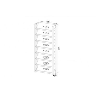 Armário Sapateira Quarto AZ1006 c/ 8 Prateleiras Amêndoa/Branco - Tecno Mobili