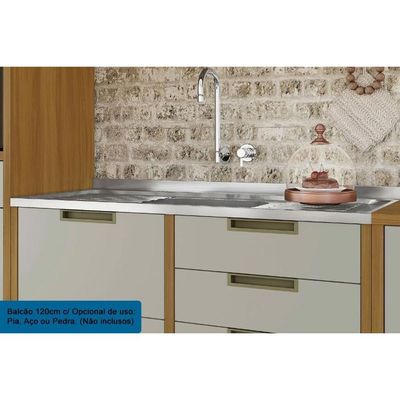 Cozinha Completa Imperatriz 5 Peças (2Aéreos+2Balcões+1Paneleiro) C5P28 Freijo/Off White - Nesher