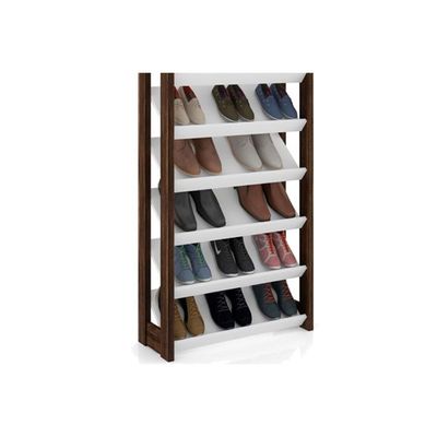 Armário Sapateira Quarto AZ1006 c/ 8 Prateleiras Amêndoa/Branco - Tecno Mobili