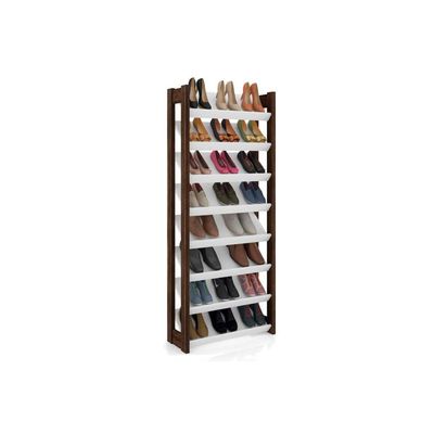 Armário Sapateira Quarto AZ1006 c/ 8 Prateleiras Amêndoa/Branco - Tecno Mobili