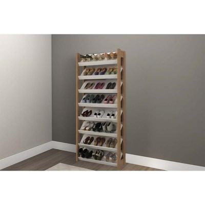 Armário Sapateira Quarto AZ1006 c/ 8 Prateleiras Amêndoa/Branco - Tecno Mobili