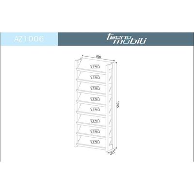 Armário Sapateira Quarto AZ1006 c/ 8 Prateleiras Amêndoa/Branco - Tecno Mobili