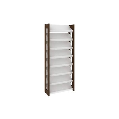 Armário Sapateira Quarto AZ1006 c/ 8 Prateleiras Amêndoa/Branco - Tecno Mobili