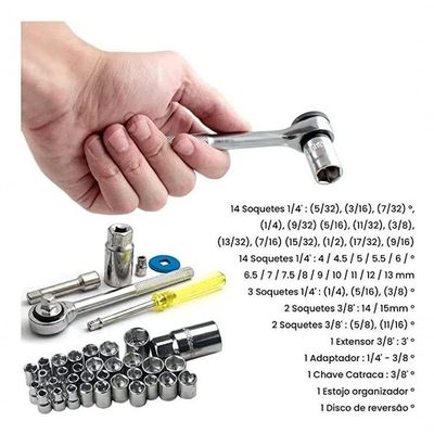 Combo De Chaves Conjunto Canhão Facil D Usar 40pç Lwj-138