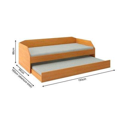 Bicama Solteiro Duo Com Cama Auxiliar Em Mdf Premium Nature - Cor: Bege