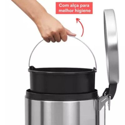 Lixeira Inox Redonda Multiuso - 5 Litros Perfeita De Funcionalidade E Sofisticação
