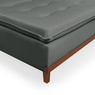 Sofá Cama Reclinável Santorini Veludo Confortável Base De Madeira Cinza 163