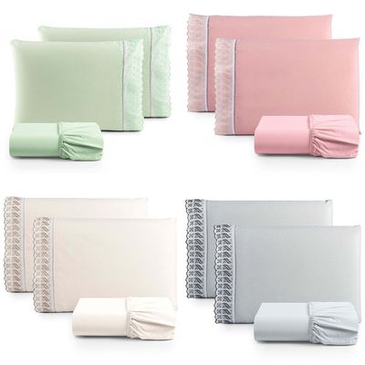 Kit Jogo de Cama Lençol  Lese Casal 2 Peças com 4 Un. Cores 2 - 100% Algodão