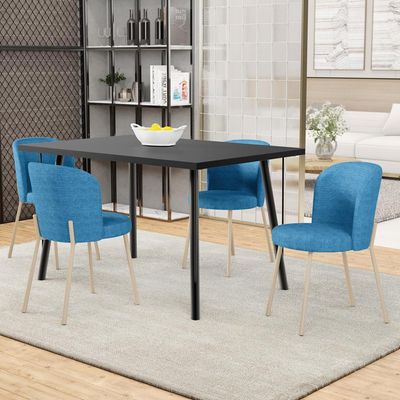 Kit 2 Cadeiras Para Sala de Jantar Cozinha Estofada Gavi Arena L02 Linho Azul - Lyam Decor
