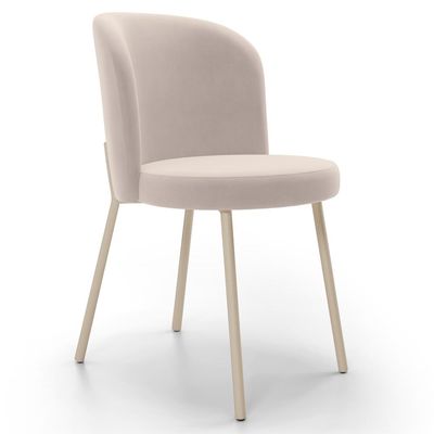 Kit 2 Cadeiras Sala de Jantar Estofada Gavi Arena L02 Suede Bege - Lyam Decor