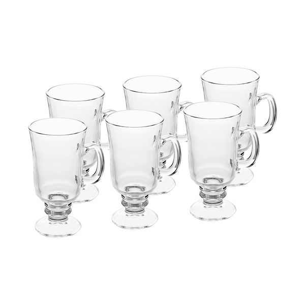 Conjunto 6 Taças Cappuccino Lyor Vidro 250ml Pé Incolor Elegante Resistente Transparente