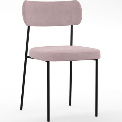 Cadeira Decorativa Estofada Para Sala De Jantar Melina L02 Suede Rosê - Lyam Decor