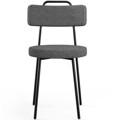 Cadeira Decorativa Estofada Para Sala De Jantar Barcelona L02 Linho Cinza Escuro - Lyam Decor