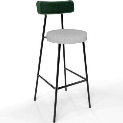 Kit 05 Banquetas Alta Cozinha Bar Sala De Jantar Milão L02 Facto Verde Musgo Linho Cinza - Lyam Decor