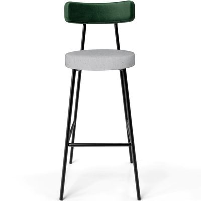 Kit 05 Banquetas Alta Cozinha Bar Sala De Jantar Milão L02 Facto Verde Musgo Linho Cinza - Lyam Decor
