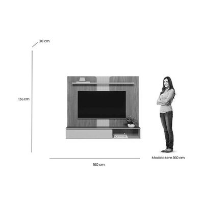 Painel Home p/ TV até 65 Pol Friburgo 1 Pta 1 Prat 160X136cm Nature/Off White - Linea Brasil