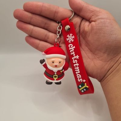 Chaveiro Natalino Papai Noel em Borracha com Pingente Christmas Presente Decoração