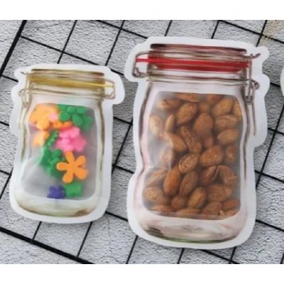 Kit 3 Saco Plástico Alimentos Reutilizável Porta Alimentos Grãos Legumes Temperos Com Lacre Zip