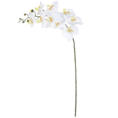 HASTE FLOR ORQUIDEA PHALAENOPSIS REAL TOQUE X9 BRANCO AMARELO 94cm