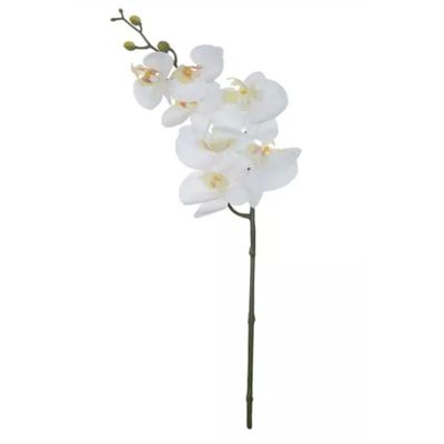 HASTE FLOR ORQUIDEA PHALAENOPSIS REAL TOQUE C/COAT X7 BRANCO 63cm