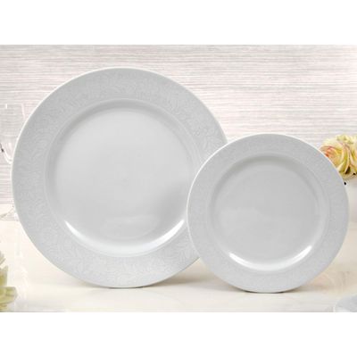 Prato Raso Decorado 27cm Modelo Renda Noiva Porcelana Schmid