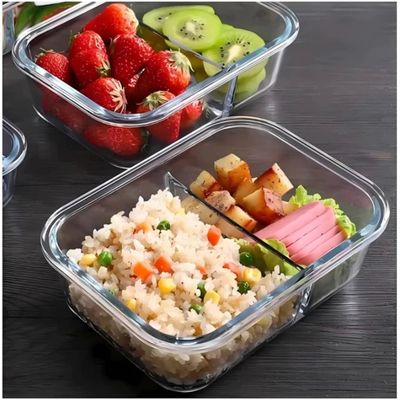 Pote Retangular Hermético Com Divisória Vidro 1520ml