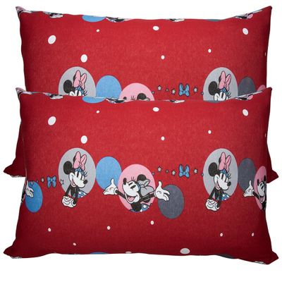 Par de Fronha KazzaVip Malha 100% Algodão Disney Estampada Minnie Feliz Red 48cmx68cm Vermelho