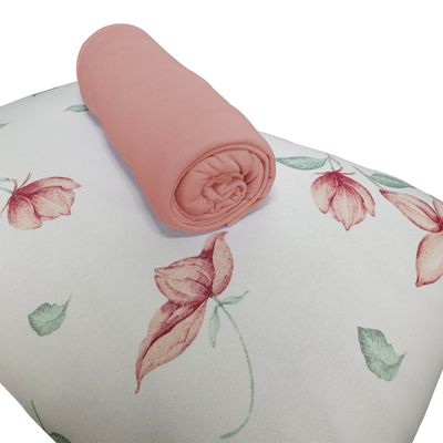 Jogo de Cama KazzaVip Casal Malha Mista 70% Algodão e 30% Poliéster Mendonza 3 Peças Rosa