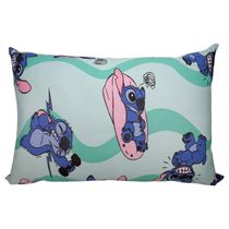 Fronha Avulsa KazzaVip Malha 100% Algodão Disney Estampada Stitch Fit 48cmx68cm Verde