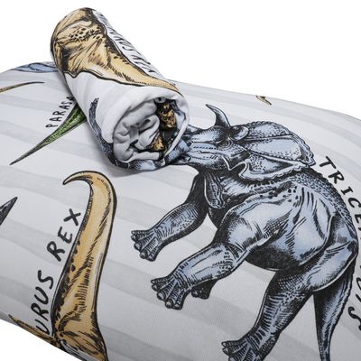 Jogo de Lençol Solteiro KazzaVip Malha Misto 70% Algodão e 30% Poliéster Estampado com Elástico 2 Peças T-Rex Cinza