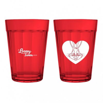 Kit 02 Copo Americano Allmix Vidro Prime Love Looney Tunes 190 ML Cada Licenciado Vermelho