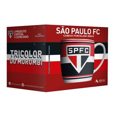 Caneca Urban Porcelana Allmix Brasao Sao Paulo 360 ML Licenciada Branco
