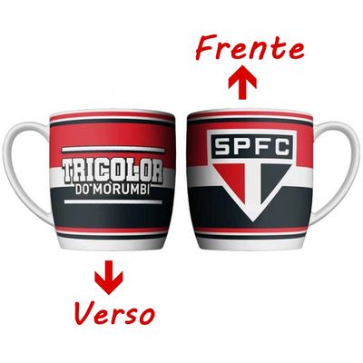 Caneca Urban Porcelana Allmix Brasao Sao Paulo 360 ML Licenciada Branco