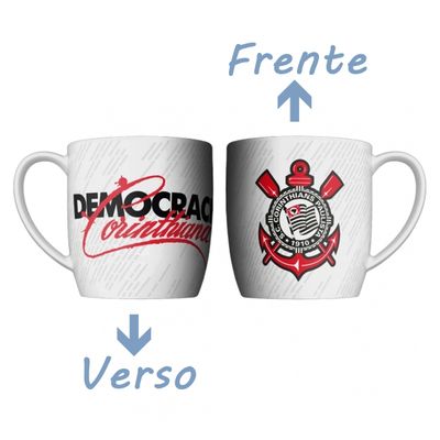Caneca Urban Porcelana Allmix Corinthians Democracia Branco 360 ML Licenciada Branco