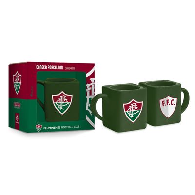 Caneca Porcelana Quadrada BrasFoot Fluminense 220 ML Licenciada Verde