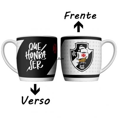 Caneca Urban Porcelana Allmix Brasao Vasco 360 ML Licenciada Branco