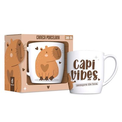 Caneca Porcelana BrasFoot Capivibes 1 Urban 300 ML Branco