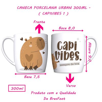 Caneca Porcelana BrasFoot Capivibes 1 Urban 300 ML Branco