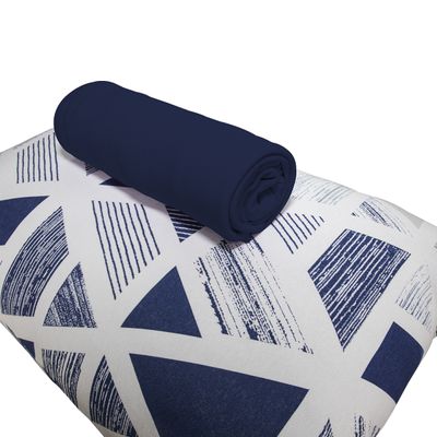 Jogo de Cama KazzaVip Solteiro Malha Mista 70% Algodão e 30% Poliéster Pipa 2 Peças Azul Profundo