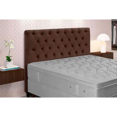 Cabeceira Cama Box Estofada Casal Embaixatriz Plus Suede Marrom Chocolate - Simbal