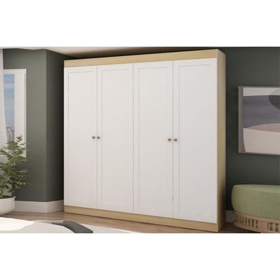Guarda Roupa Casal 4 Portas e 2 Gavetas Europa Savana/Branco - Genialflex