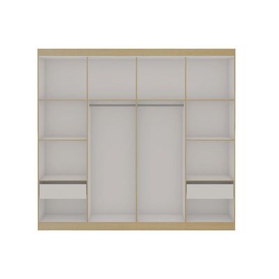 Guarda Roupa Casal 4 Portas e 2 Gavetas Europa Savana/Branco - Genialflex