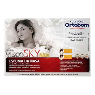 Travesseiro Viscoelástico Visco Sky Slim (38x58) - Ortobom