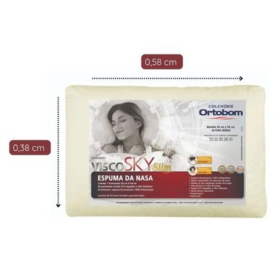 Travesseiro Viscoelástico Visco Sky Slim (38x58) - Ortobom