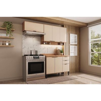 Cozinha Completa Alpha 3 Peças (2Aéreos+1Balcão) C3P32 Freijo/Off White - Carraro