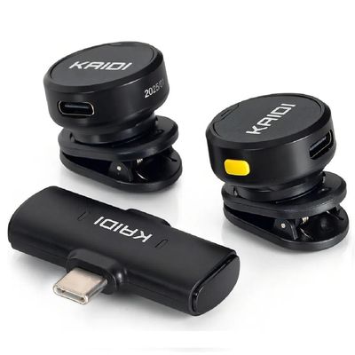 Microfone Lapela  Redondo Sem Fio Type C  Android KMF4-C Preto