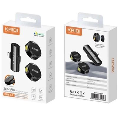 Microfone Lapela  Redondo Sem Fio Type C  Android KMF4-C Preto