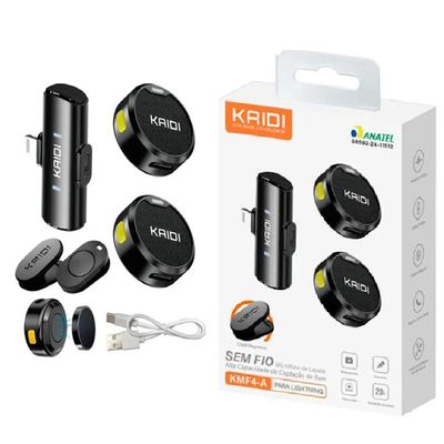 Microfone Lapela  Redondo com Imã Sem Fio Para iPhone 8 ao 14 - KMF4-A