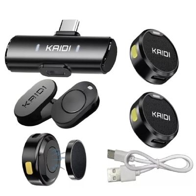 Microfone Lapela  Redondo Sem Fio Type C  Android KMF4-C Preto